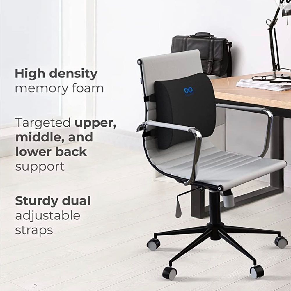Car seat or office chair backrest with adjustable straps larger/more thick seats